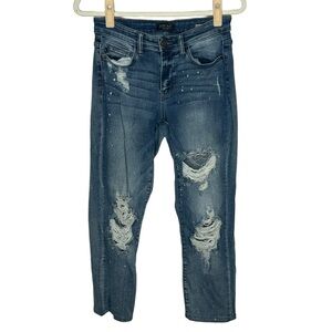 Judy Blue Boyfriend Fit Paint Splatter Distressed Denim Jeans